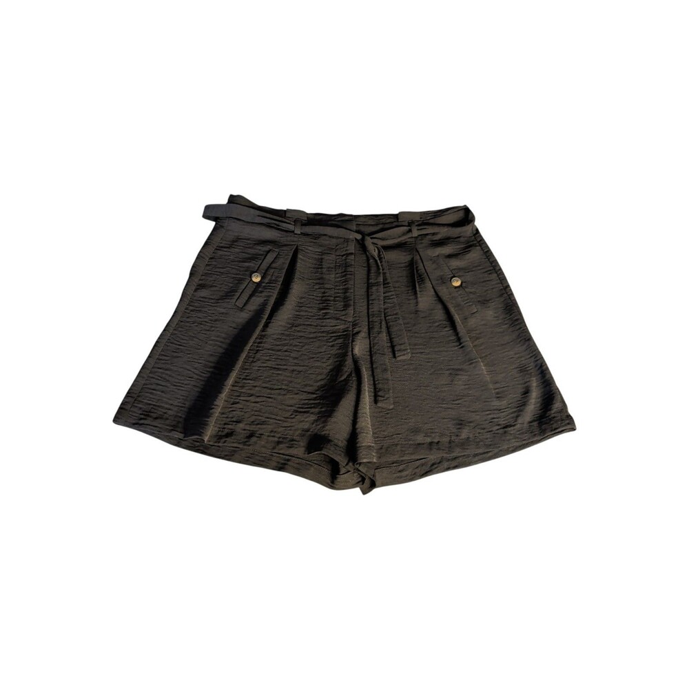 Soho Apparel Blk Belted Skort Size 14 | 36" Waist High Rise Plissé Textured Mini